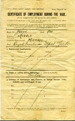 Certificate of Employment during the War