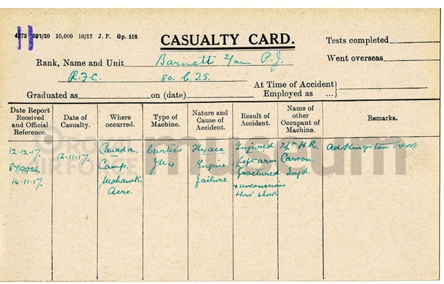 RAF Casualty Card