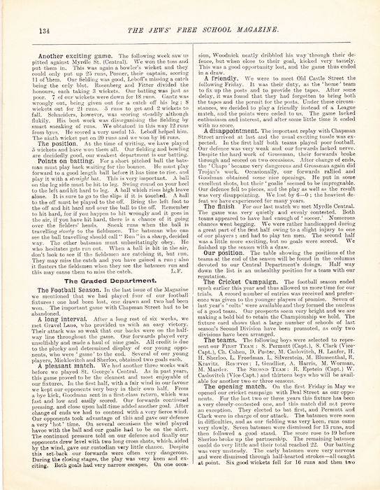 The Jews Free School Magazine, July 1915. Vol 2 Nº17. Reproduced by kind permission of the Trustees of JFS,  © 2017