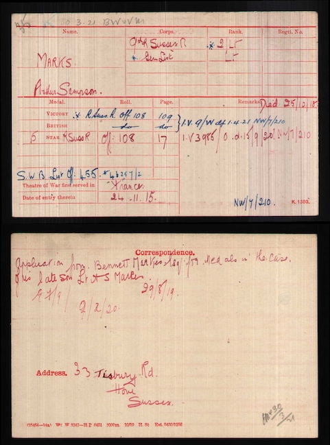 Medal index card