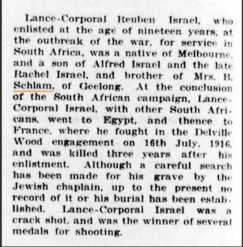Victorian Jewish Herald, 12th July 1918