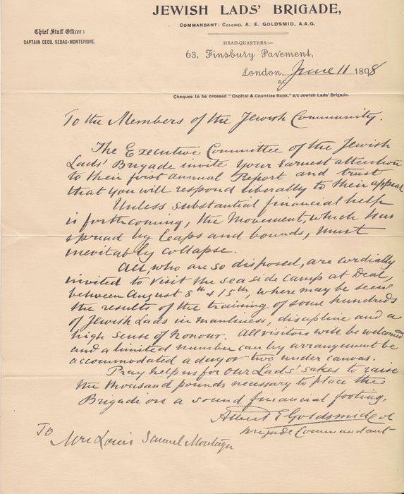 1898 Goldsmid letter