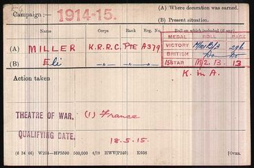 WW1 Medal Roll Index Card