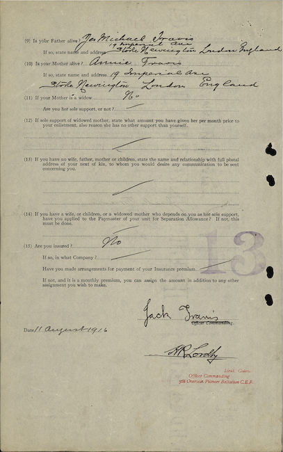 Jack's papers from the Canadian Army 