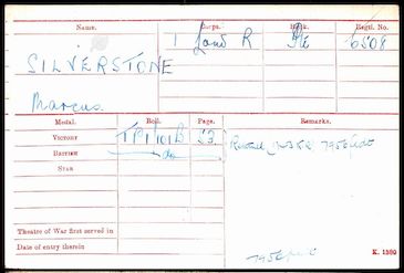 Medal Index record card
