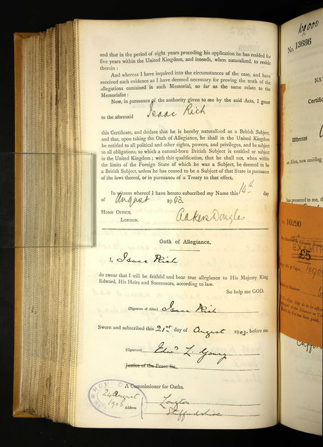 Father's Naturalisation details