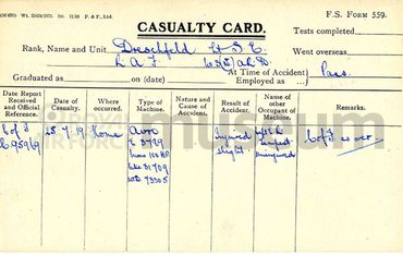 Details of accident 25 July 1919