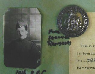 Photograph and Silver War Badge 'For Services Rendered' 