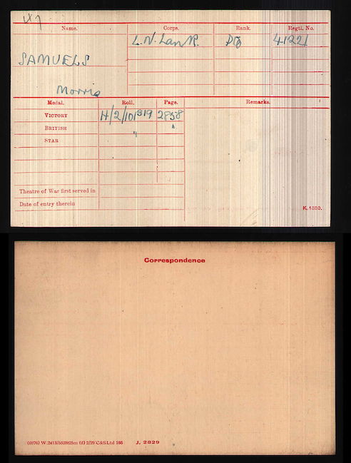 Medal index card
