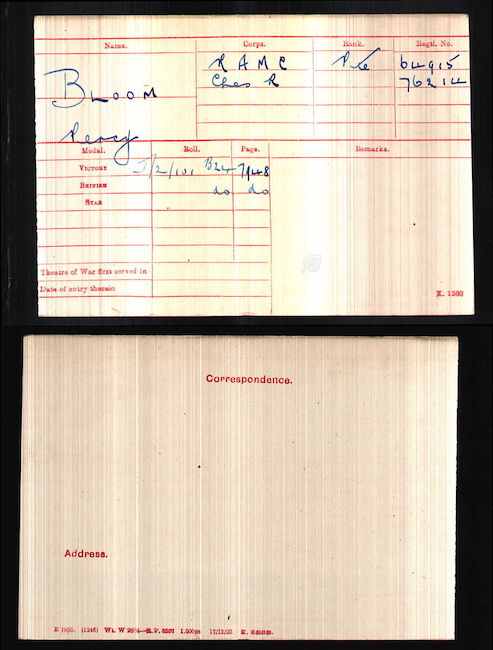Medal index card
