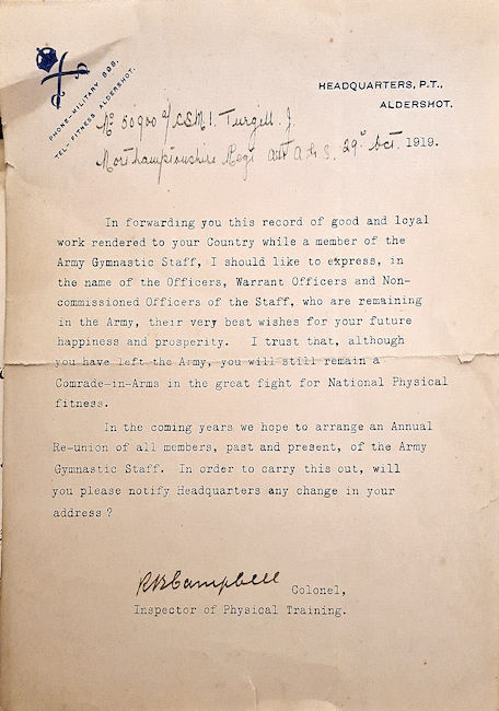 Letter thanking John for his service