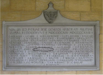 St John's Oxford, Memorial Plaque 