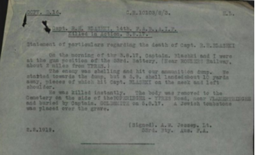 Letter re death