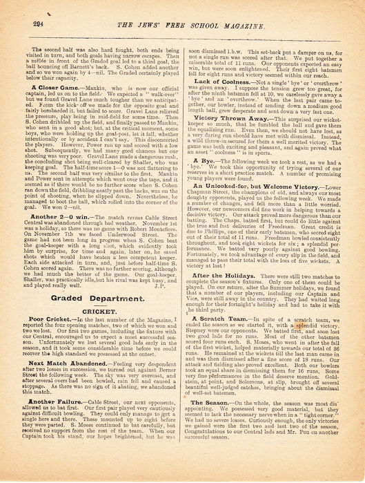 The Jews Free School Magazine, December 1918. Vol 3 Nº 27. Reproduced by kind permission of the Trustees of JFS,  © 2017