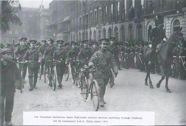 4th Volunteer Battalion Royal Fusiliers cyclist section led by Lt BMC Tyler c.1912