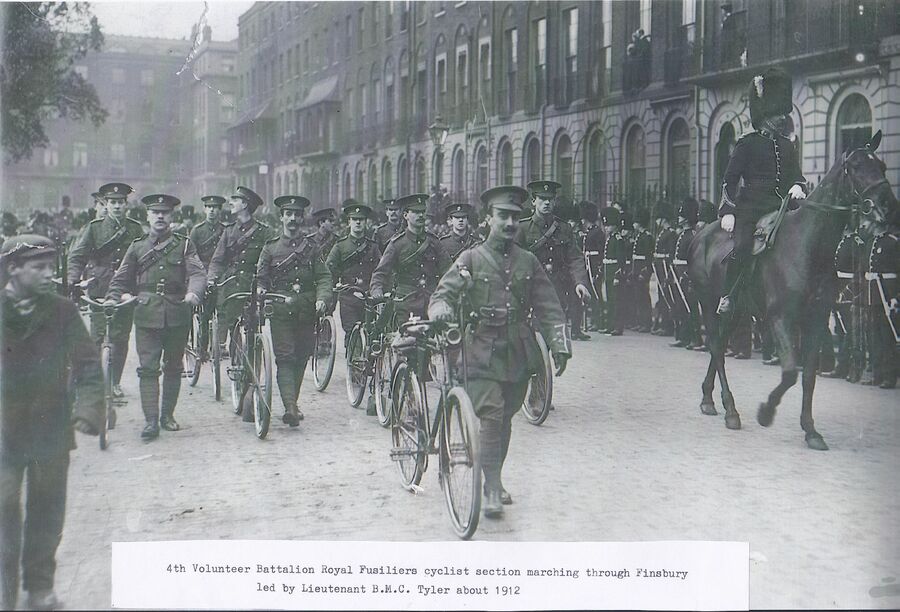 4th Volunteer Battalion Royal Fusiliers cyclist section led by Lt BMC Tyler c.1912