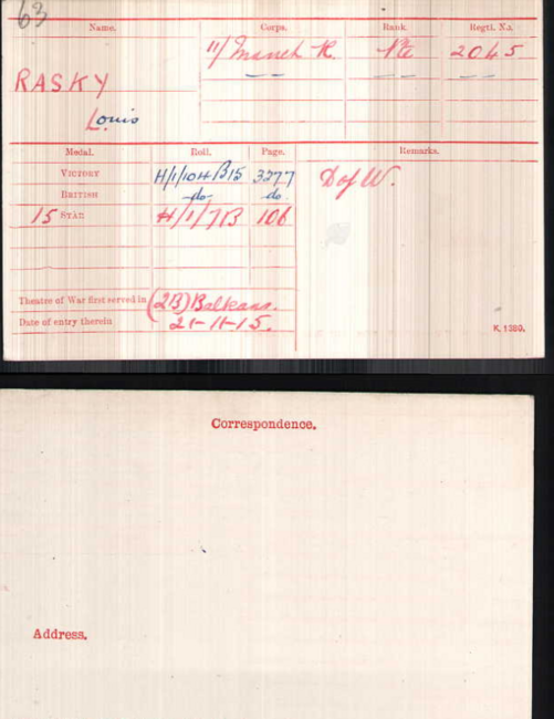 Medal card