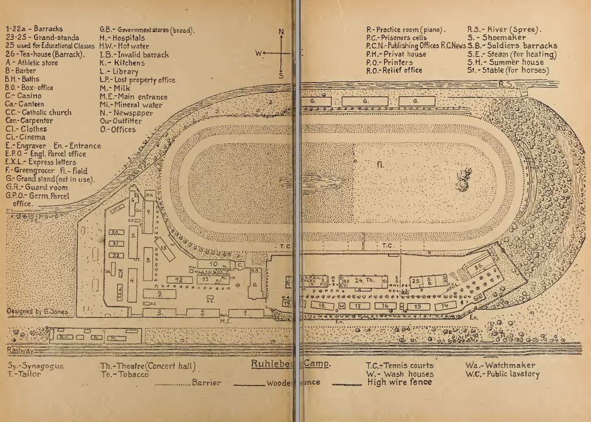 Map of Ruhleben Camp. Ruhleben prison Camp Magazine. December 1915.