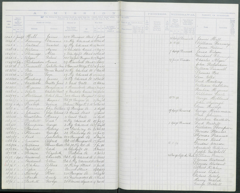 1891 School Admission register