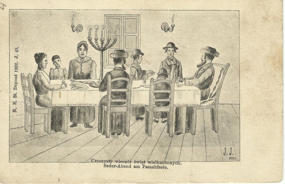 Passover Seder in Eastern Europe.1902. Adrian Andrusier Collection