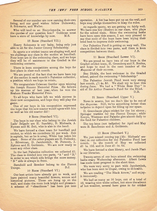 The Jews Free School Magazine, July 1918. Vol 3 Nº 26. Reproduced by kind permission of the Trustees of JFS,  © 2017