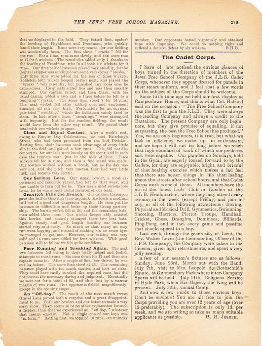 The Jews Free School Magazine, July 1918. Vol 3 Nº 26. Reproduced by kind permission of the Trustees of JFS,  © 2017