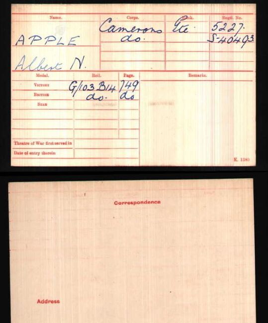 Medal card