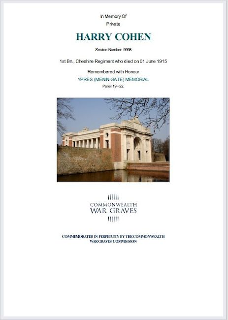 CWGC - Harry Cohen