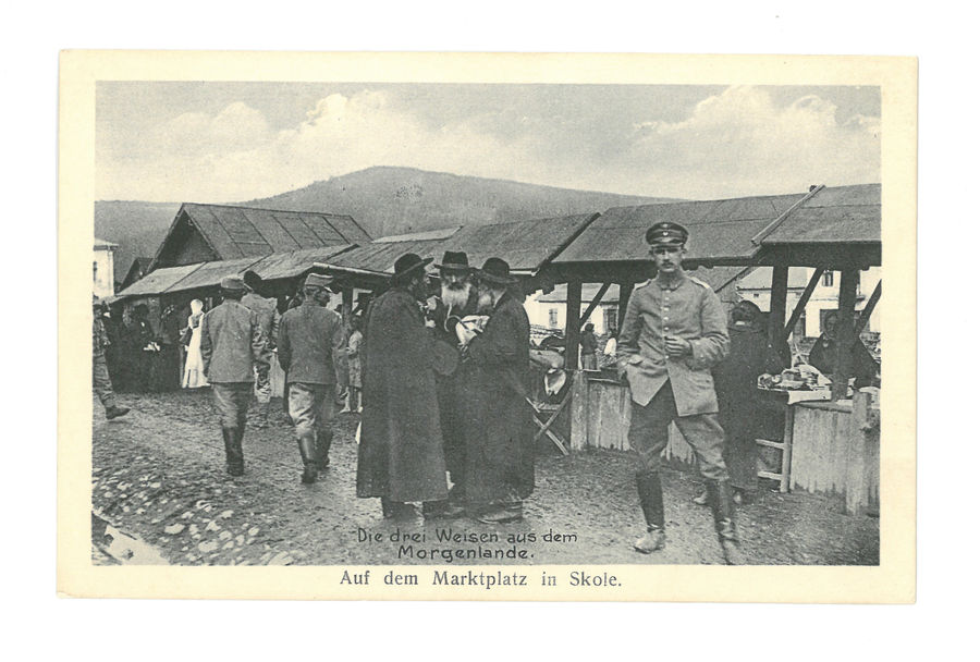 Soliders with an Officer in the market 