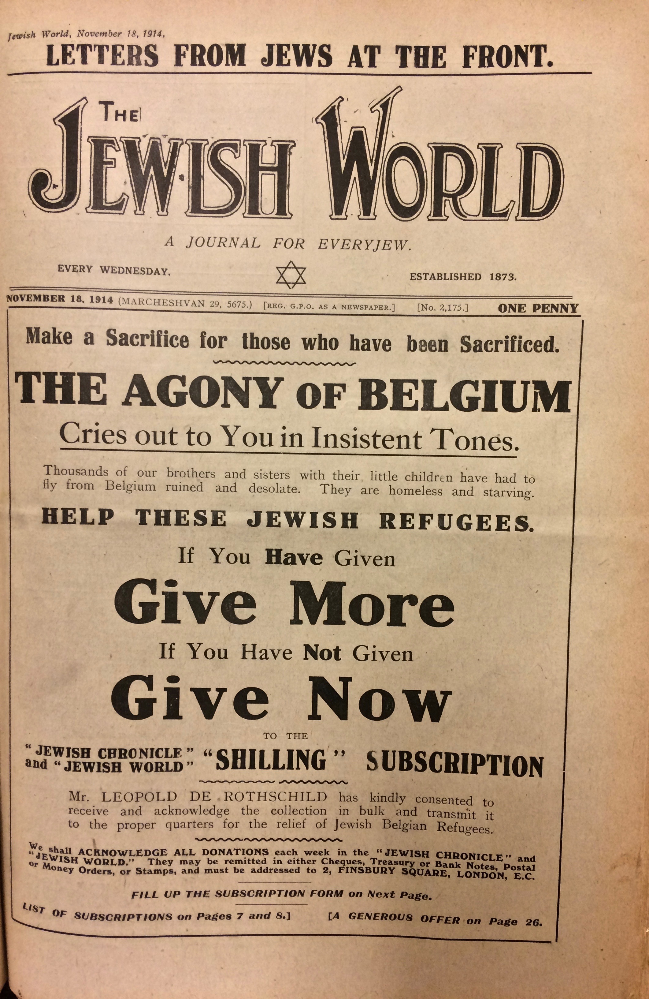 The Jewish World, 18/11/1914