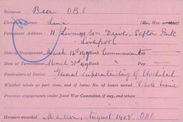 VAD card courtesy of the British Red Cross