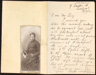 Letter sent to Mr Levy by Joe's father in 1914