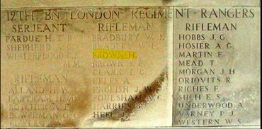 Name on Arras Memorial