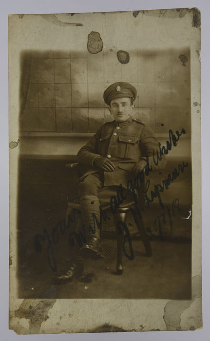 Post card photograph of Pte. J.H. Lipman in uniform. ©Jewish Museum London/Jewish Military Museum
