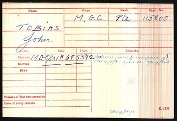 WW1 Medal Roll Index Card