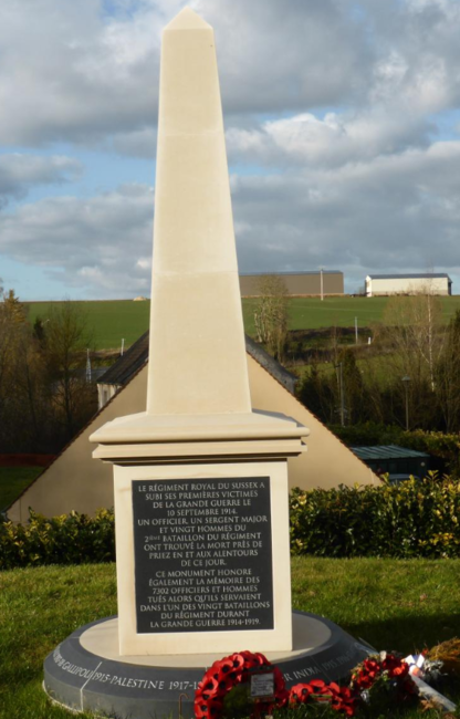 Memorial to the 2nd Royal Sussex Regiment at Priez