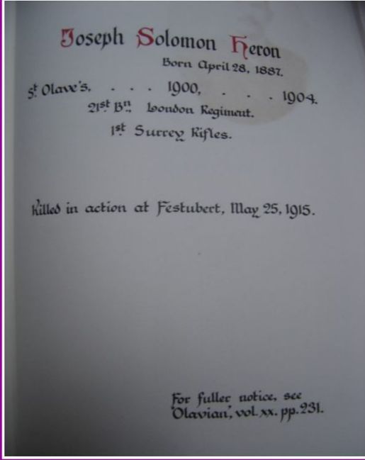 St Olave's Grammar School Roll of Honour