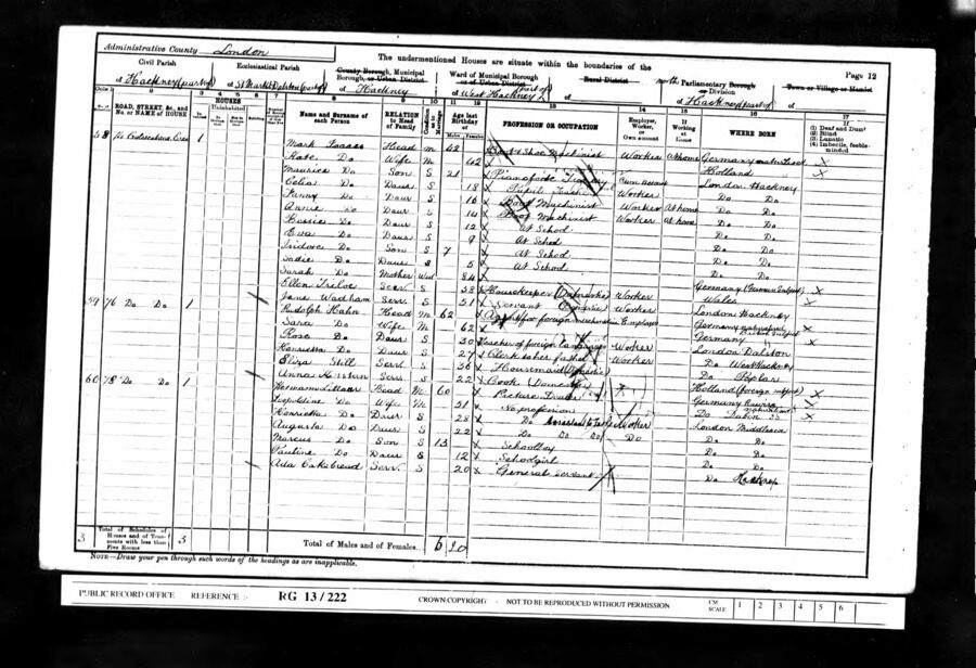Pauline Gottlieb (nÃ©e Littaur) on the 1901 Census