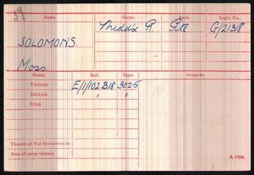 WW1 Medal Roll Index Card