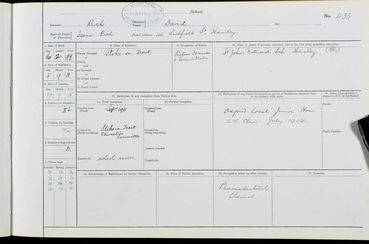 Schools Admission Register 1911