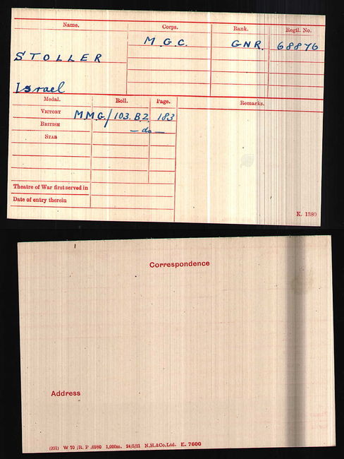 Medal Index Card
