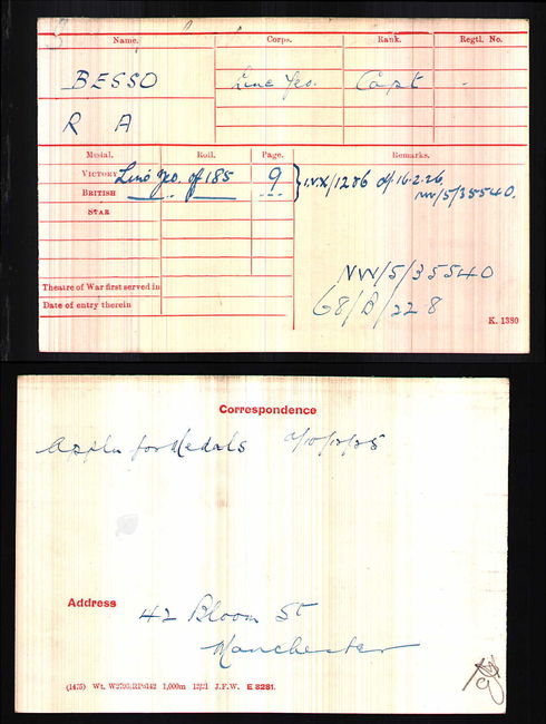 Medal Index Card