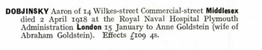 Index of wills and administration - leaving everything to his sister, Annie