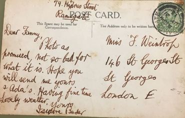 Back of a postcard to Fanny