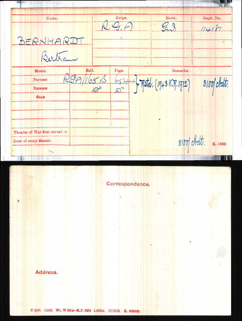 Medal index card
