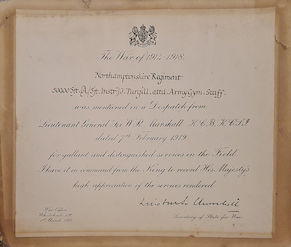 Certificate commemorating mention is despatches