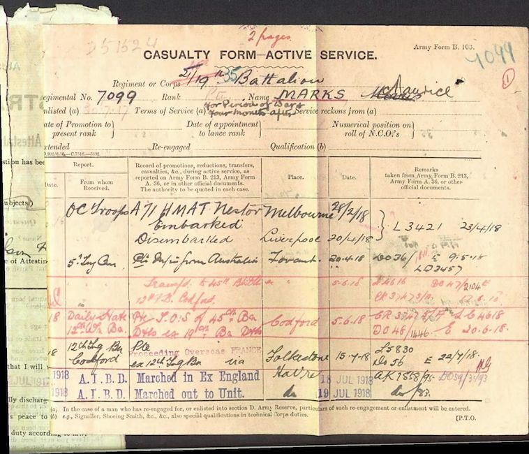 Casualty Form Page 1