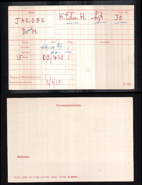 Medal index card