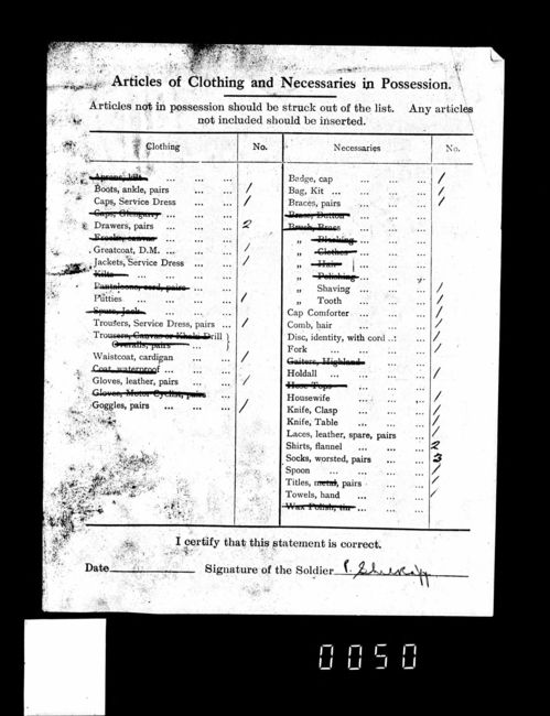 Army Service record