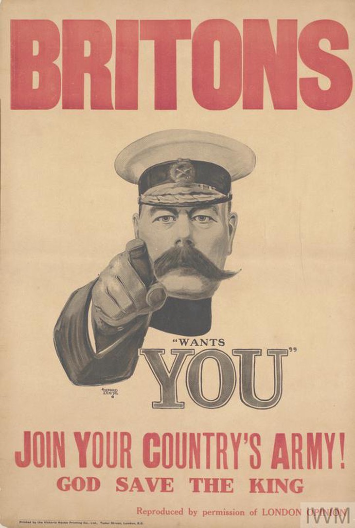 Lord Kitchener recruitment poster, produced 1914 © IWM (Art.IWM PST 2734)
